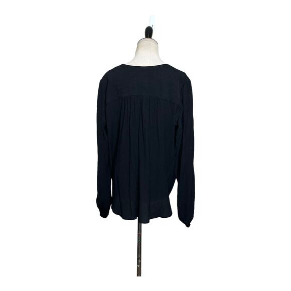Free People black faux wrap long sleeves blouse size small - Picture 14 of 15